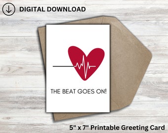 Hartoperatiekaart | Cadeau voor overlevende hartaanval (digitale download)