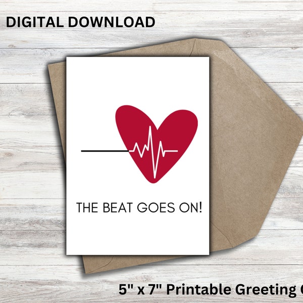 Printable Heart Surgery Card | Printable Heart Attack Survivor Card | Printable Heart Transplant Anniversary Card | Heart Warrior Card