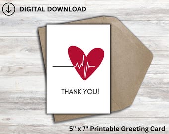 Tarjeta de agradecimiento médica: Diseño de latidos (archivos PDF, PNG y JPG)