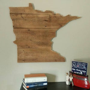 Rustic Reclaimed Barn Wood Minnesota State Cutout