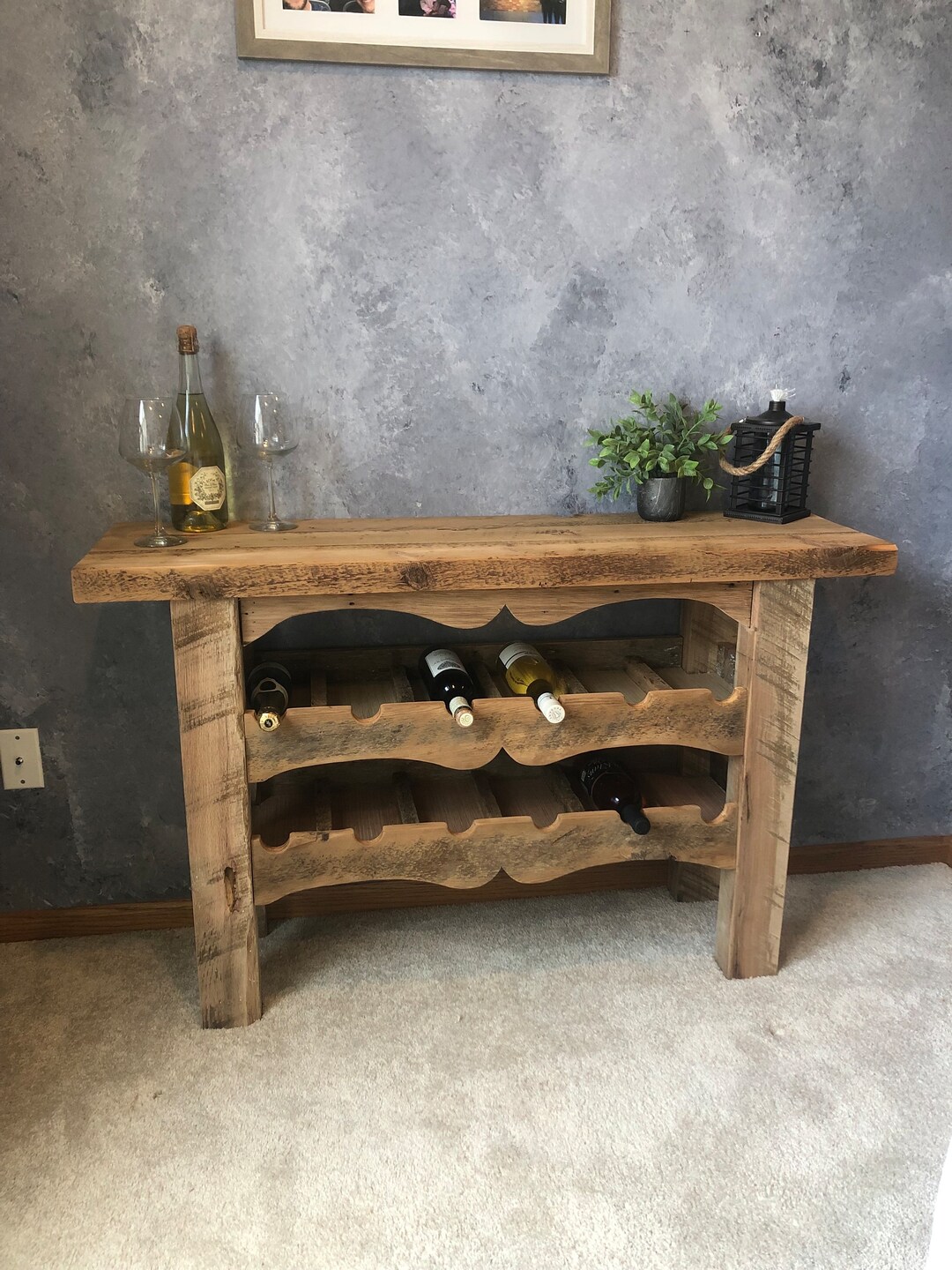 Reclaimed Barn Wood Wine Bar Table: Rustic Serving Table - Etsy