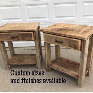 Reclaimed Barn Wood End Table. Pine, Rustic and Authentic 160-year-old Barn Wood. Custom Sizes and Finishes Available.