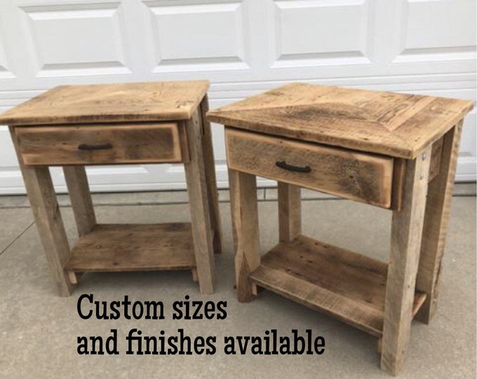 Reclaimed Barn Wood End Table. Pine, Rustic and Authentic 160yearold