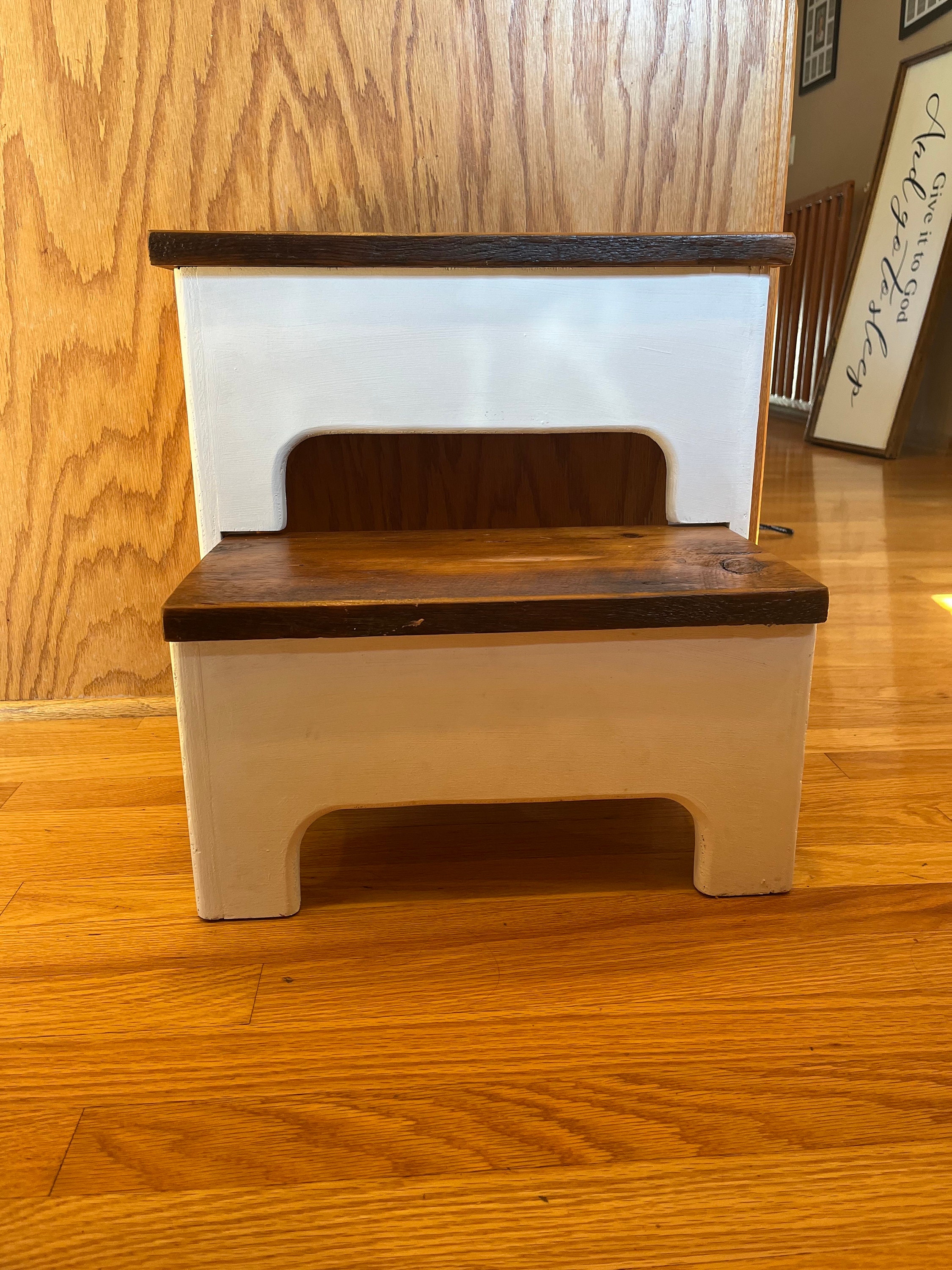 Rustic Distressed Wooden Step Stool - Etsy