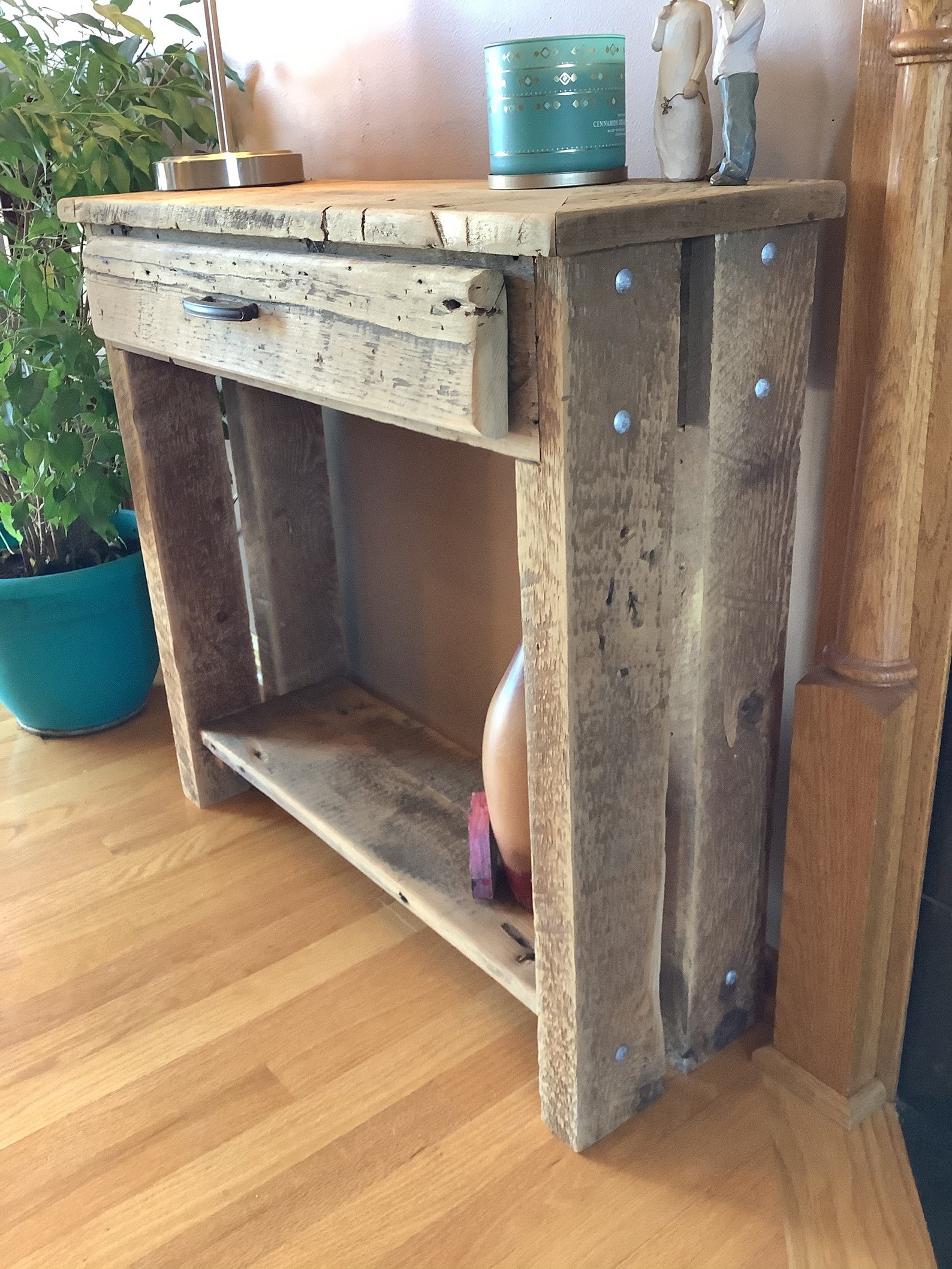 Reclaimed Barn Wood End Table. Pine Rustic and Authentic Etsy