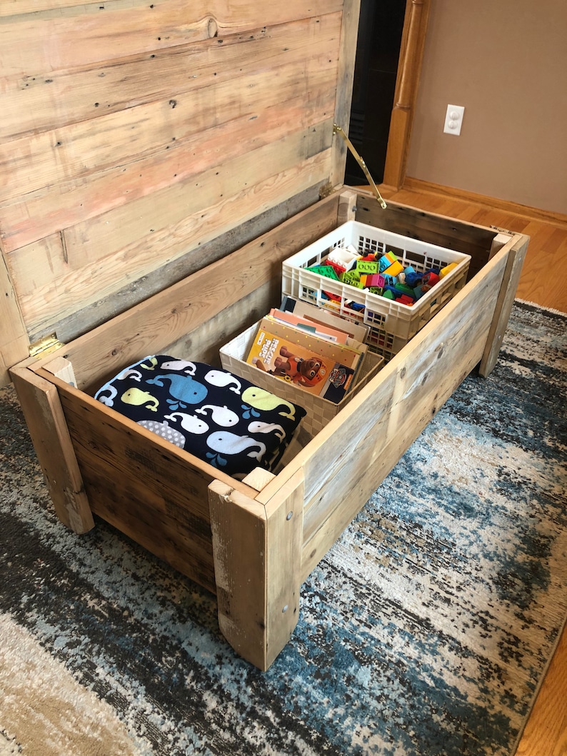Reclaimed Barn Wood Coffee Table Toy Chest. Pine Rustic and Etsy
