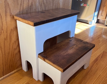 Rustic Distressed Wooden Step Stool Reclaimed Barn Wood - Etsy