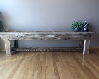 Reclaimed Barn Wood Bench. Pine, Rustic and authentic barn wood.  Custom sizes and finishes available.