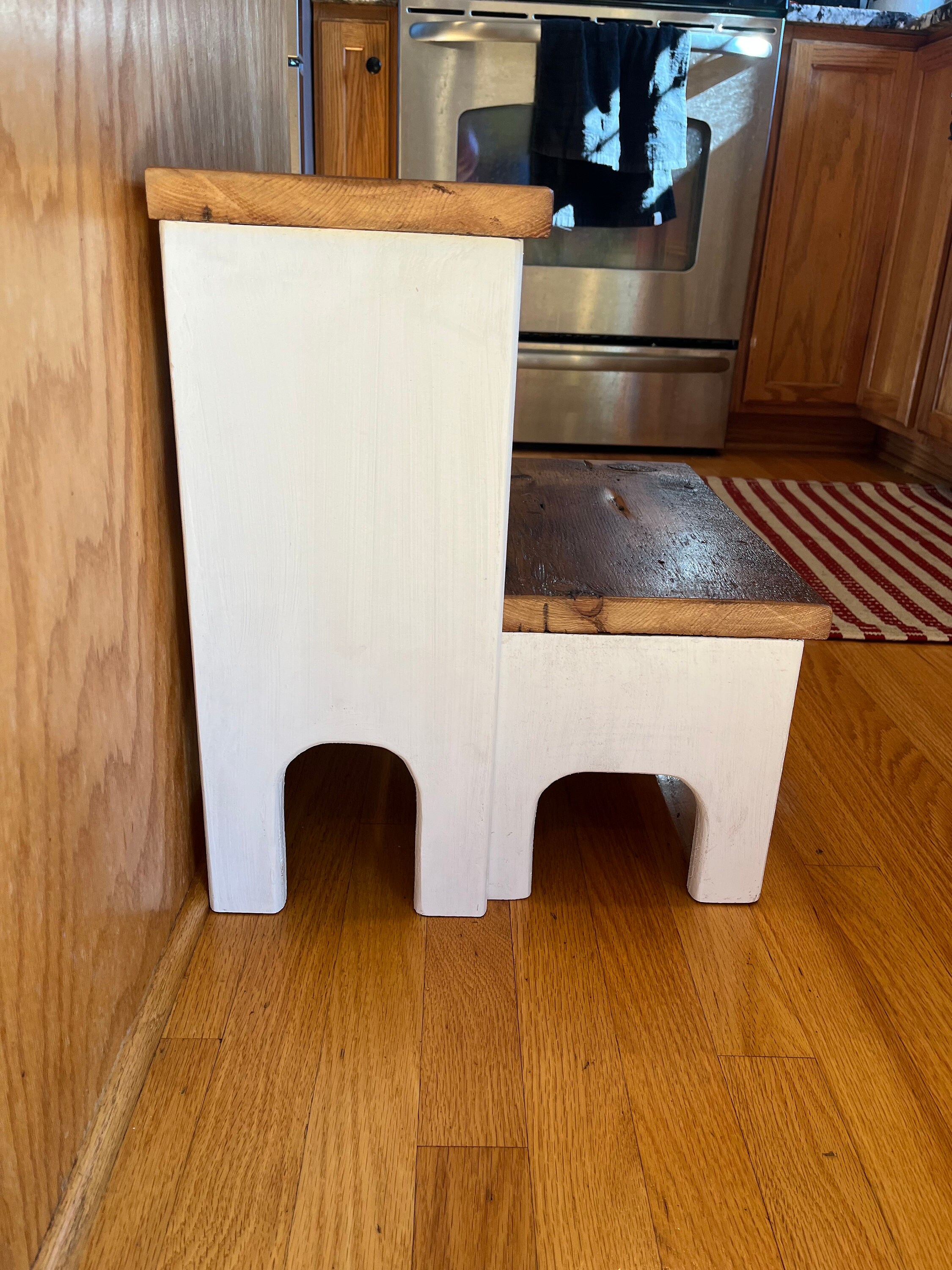 Rustic Distressed Wooden Step Stool - Etsy
