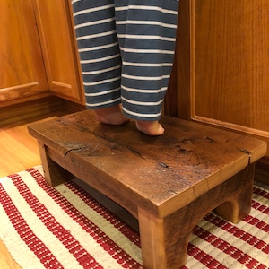 Rustic Distressed Wooden Step Stool - Reclaimed Barn Wood