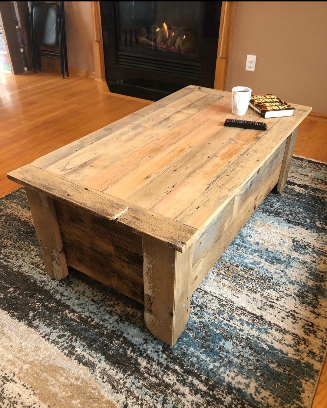 Reclaimed Barn Wood Coffee Table Toy Chest. Pine, Rustic and Authentic