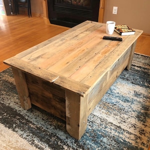 Reclaimed Barn Wood Coffee Table + Toy Chest. Pine, Rustic and Authentic 160-year-old Barn Wood. Custom Sizes and Finishes Available.