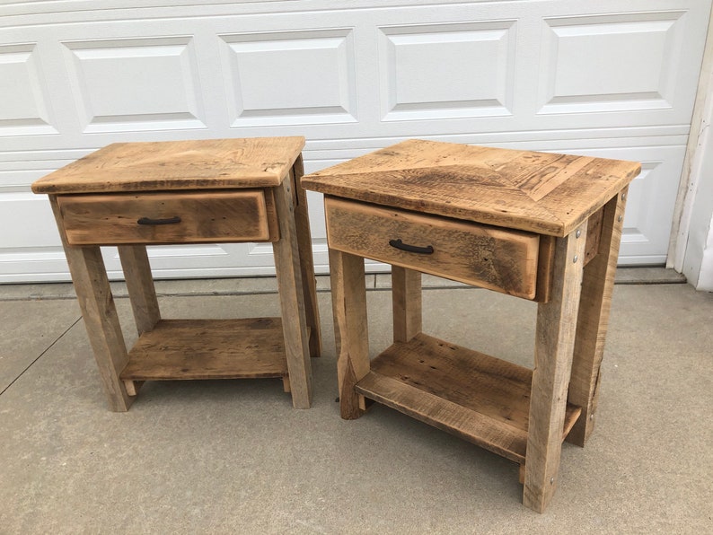 Reclaimed Barn Wood End Table. Pine Rustic and Authentic Etsy