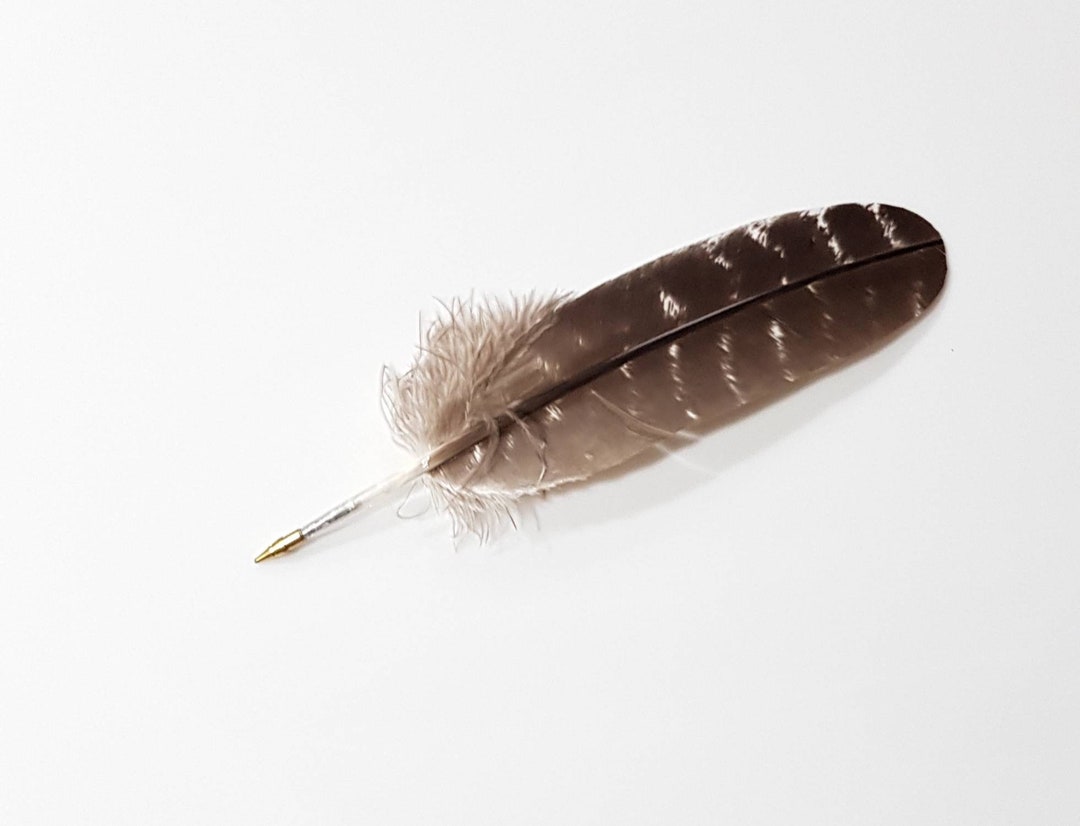 Feather Pen Mini Bronze Turkey Feather Etsy