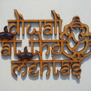 Personalised 'Diwali at the..' Family Sign -  Home decor plaque - Festive Decor-  unpainted