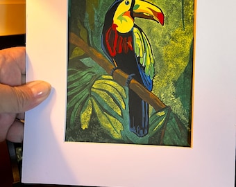 Tukan Vogel Gemälde - Original Gouache Gemälde des Künstlers