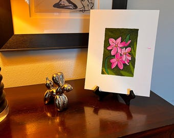 Kleine Original Handgemalte Rosa Blumen
