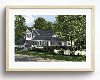 Custom House Portrait, Stylized House Drawing, Personalized House Illustration, Signed Print, Housewarming Gift, Custom Art Print from Photo