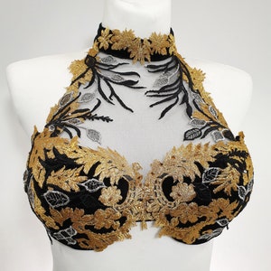 Gold belly dance bra, tribal fusion halter top, tribal belly dance bra gold (cup A, B, C)