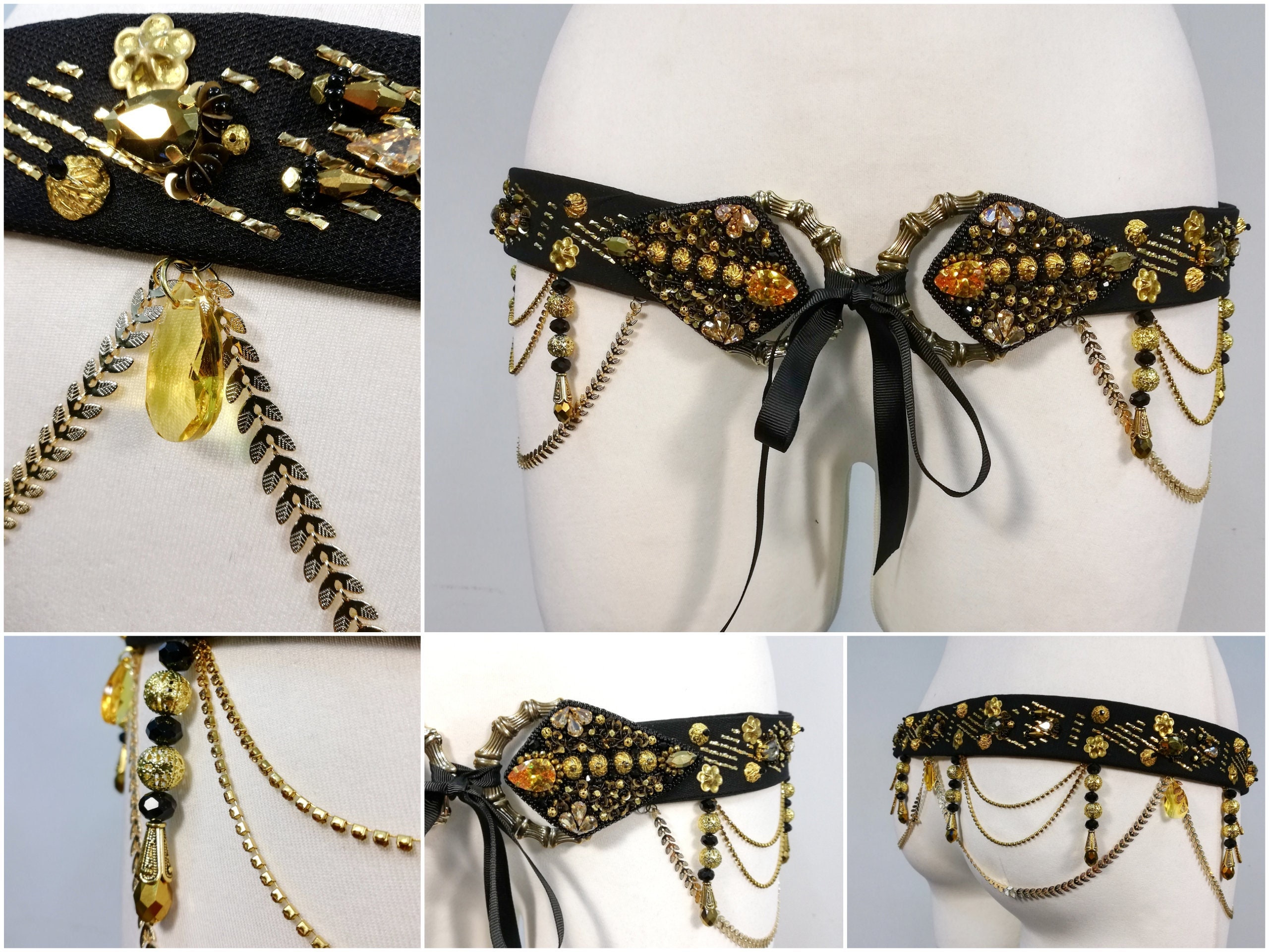 Gold Assuit Belt Black and Gold Belly Dance Belt READY FOR Etsy