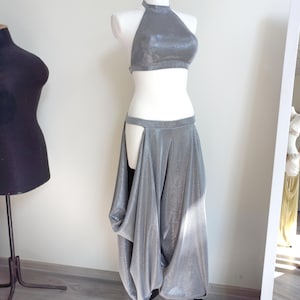 Silver tribal fusion costume, Silver fusion belly dance outfit