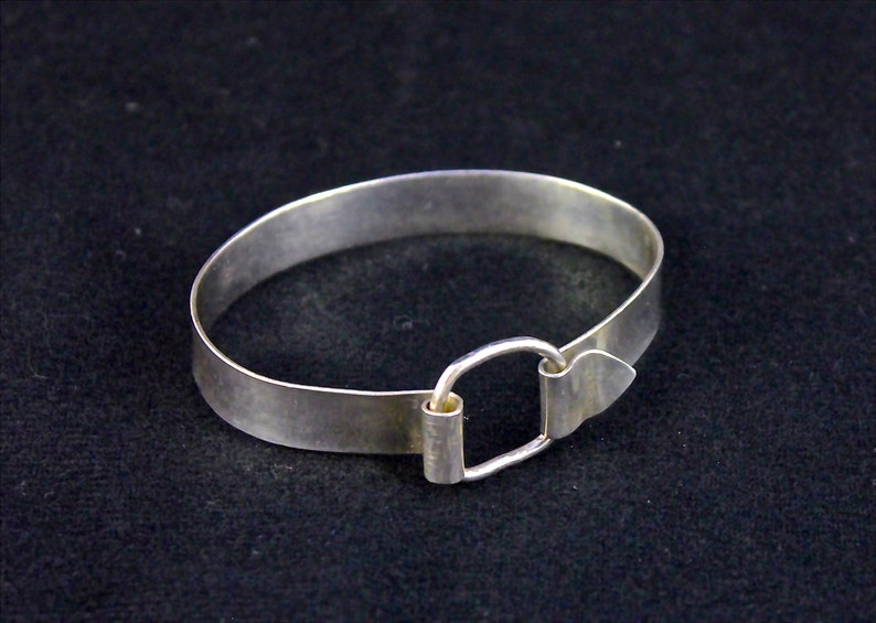 Sterling Silver Buckle Bangle with a Square Ring Closure Handmade Bracelet Silver Bangle Bracelet