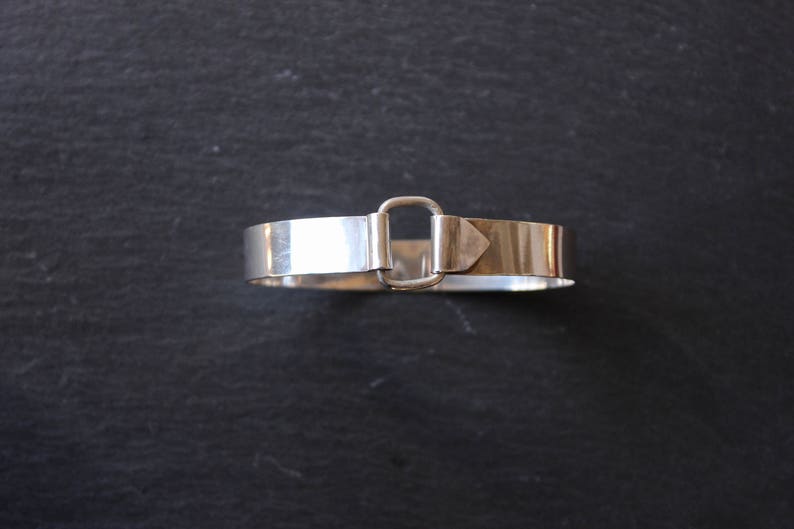 Sterling Silver Buckle Bangle with a Square Ring Closure Handmade Bracelet Silver Bangle Bracelet