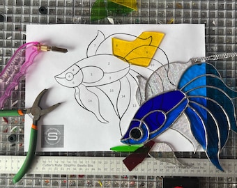 Advanced Stained glass pattern Betta fish Suncatcher