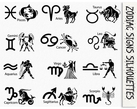 Zodiac Signs Graphics Clip Art Clipart Aries Taurus Gemini | Etsy