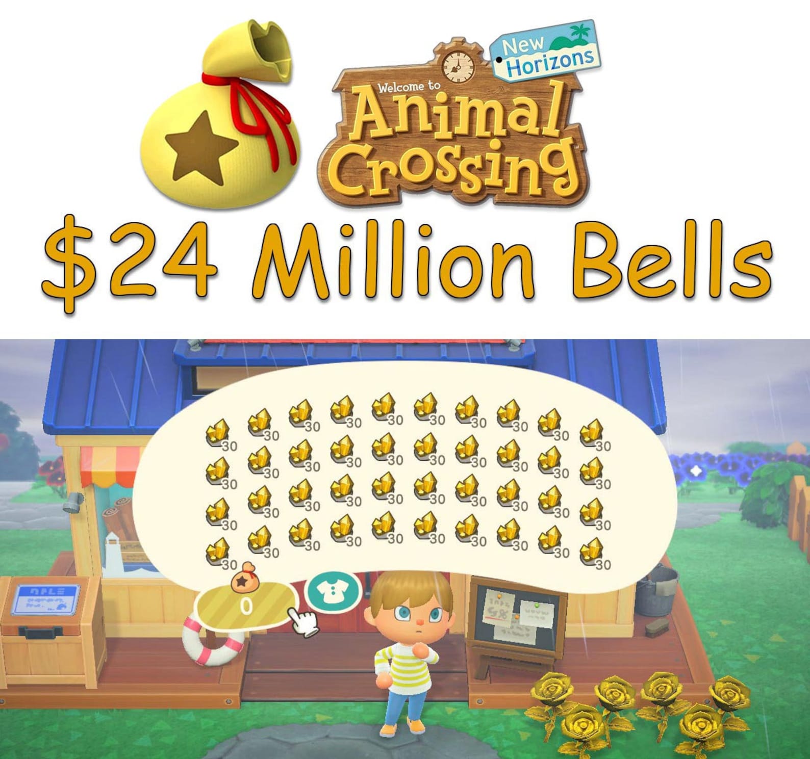 Animal Crossing Bells 24 Million 12 Million 3 Million Etsy