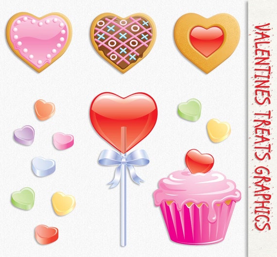 Valentines Sweet Treats Clip Art Graphics Candy Clipart | Etsy