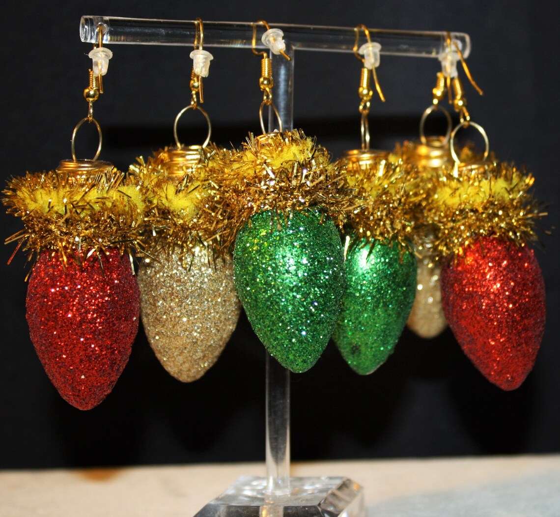 Three Pair Light Bulb Glitter Christmas Ornament Dandle - Etsy