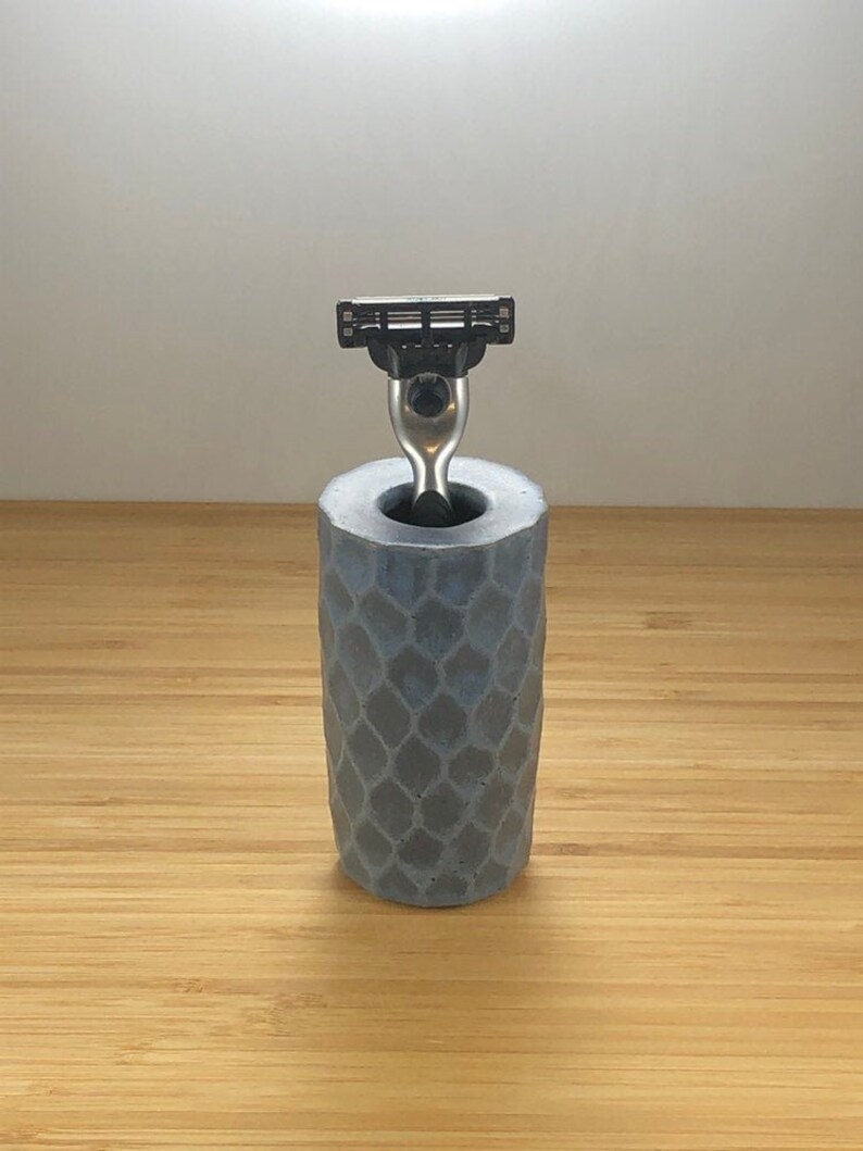 Razor Cup Bathroom Decor Wheel Thrown Pottery Razor Stand Capri Blue Handmade Toothbrush Holder 9th Anniversary for Him