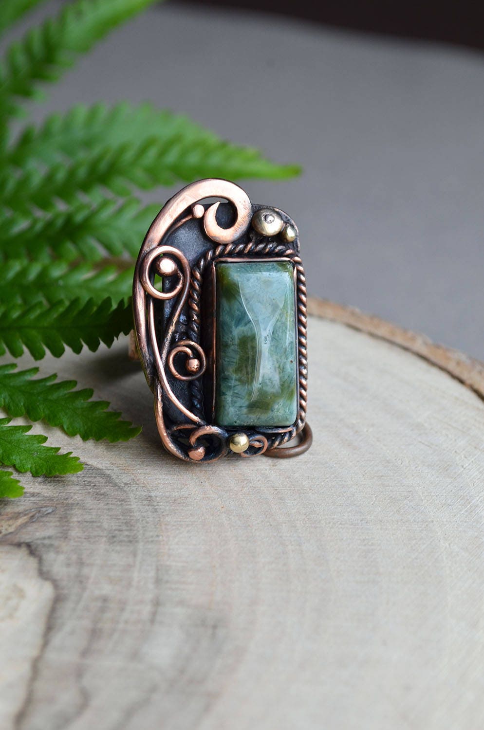 Wire Wrapped Ring Jasper Ring Statement Ring Copper Ring - Etsy