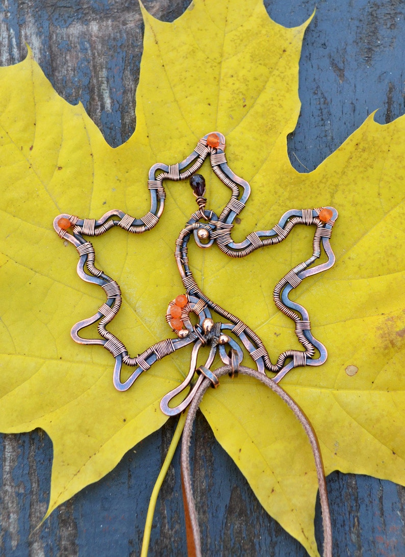 Wirewrapped necklace wire wrap maple leaf gift for her Etsy