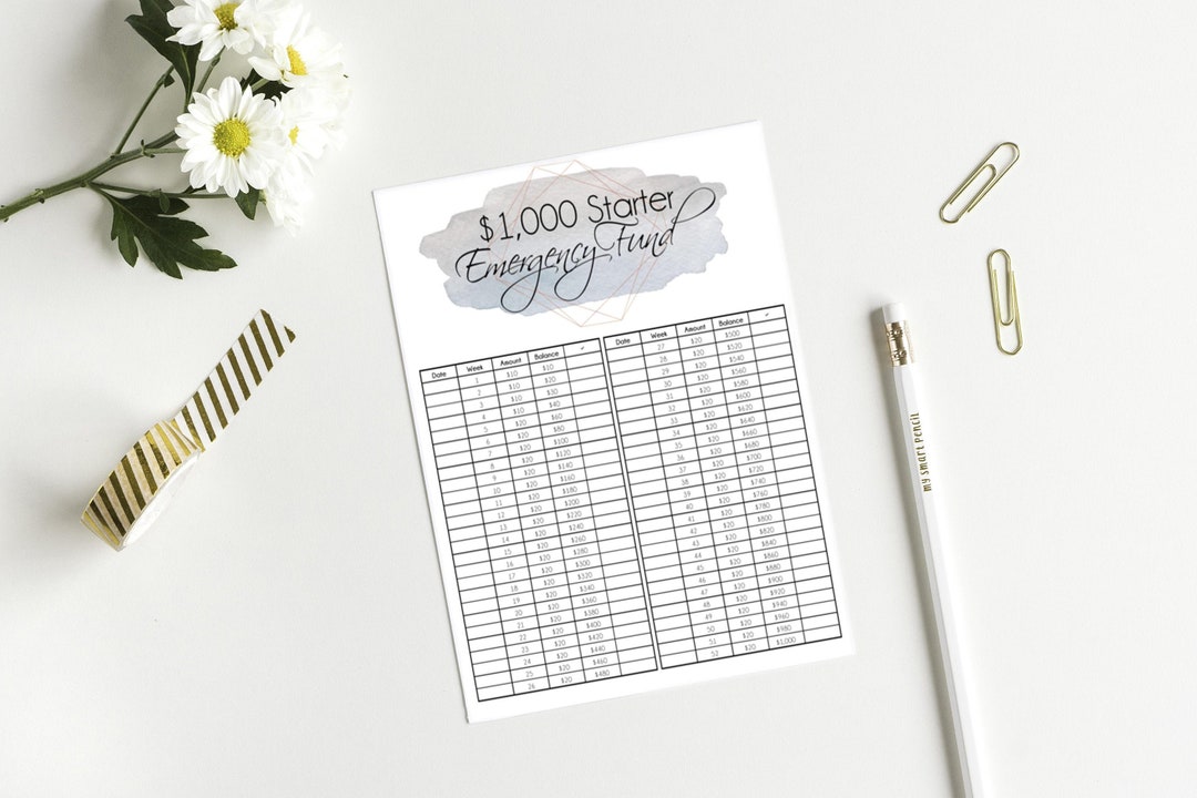 Emergency Fund Tracker - Printable - Dave Ramsey's Baby Step 1 - Etsy