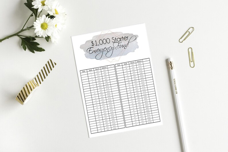 Emergency Fund Tracker - Printable - Dave Ramsey's Baby Step 1 - Etsy