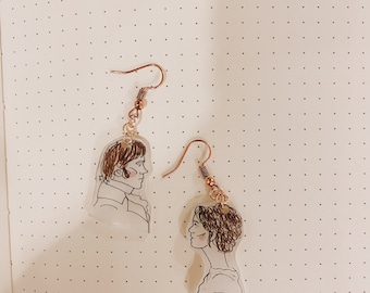 Elizabeth and Darcy, Pride and Prejudice, Handmade, Jane Austen, Book Earrings