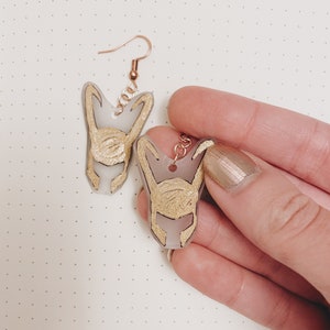 Gold Helmet God of Mischief Inspired Earrings