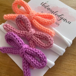 Knit Baby Bows nylon headband newborn to 9 months
