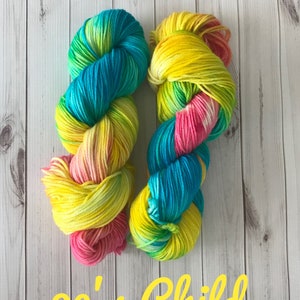 Throwback Yarn yellow teal pink green
