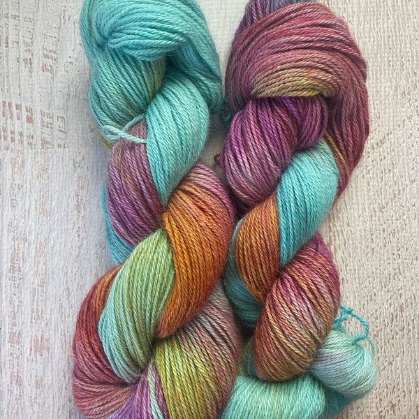 Tourmaline Dream Colorway Yarn turquoise, orange, purple