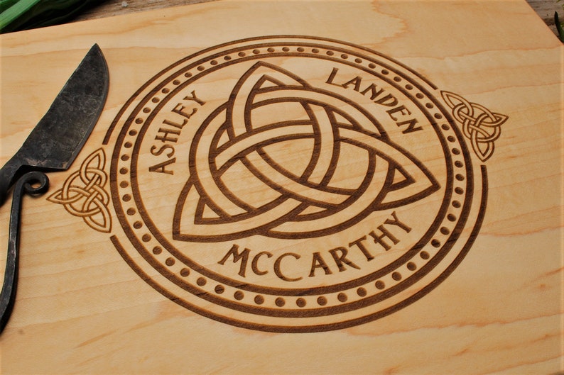 Celtic Engraved Cutting Board - Arched Maple