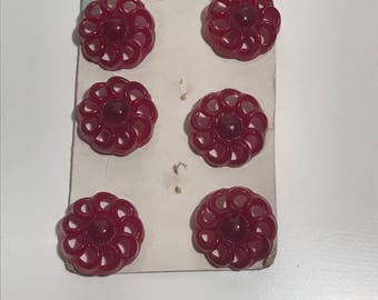 Vintage Maroon Flower Buttons