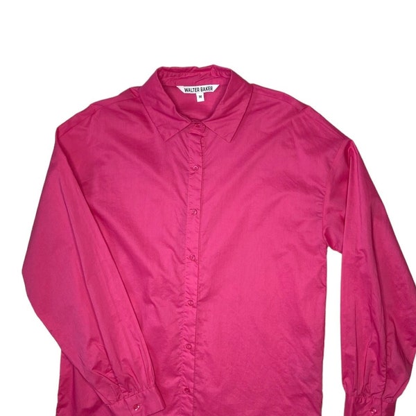 Walter Baker Hot Pink Button Down with Side Slits - Medium - 100% Cotton