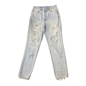 Ksubi Trashed Light Wash Jeans - Size 30 - Mid Rise - Distressed Women's Jeans - Relaxed Fit - Straight Leg