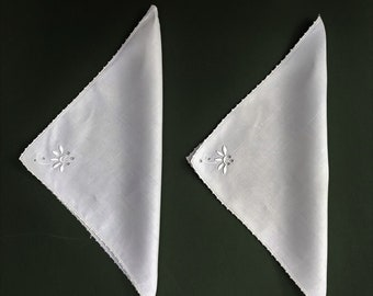 Paire de serviettes de table en lin irlandaises pour le thé et le souper 11,5 po. carré