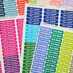 Back to School Labels - Dishwasher Safe Labels, You Choose Color Personalized Kids Name Labels for Daycare, School Supplies, Waterproof name