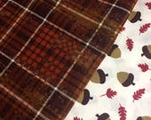 Acorn and Plaid Pet Bandana, Pet Bandana, Dog Bandana, Over Collar Bandana, Slip on Dog Bandana, Reversible Pet Bandana, Collar Bandana