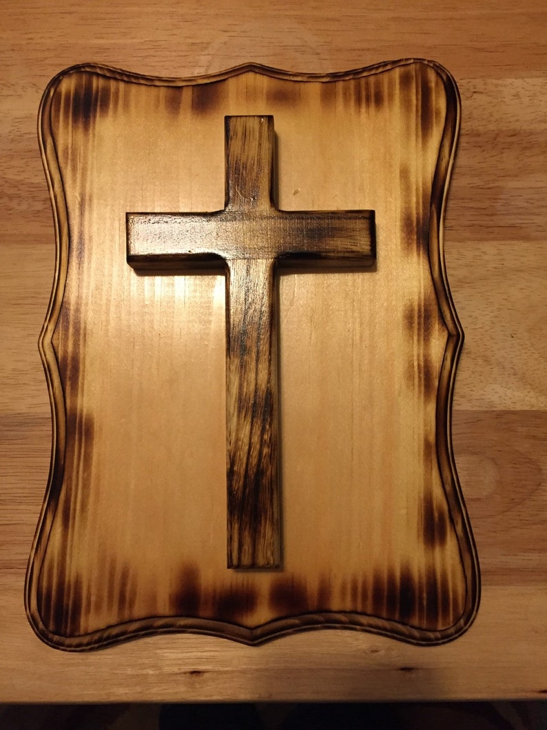 Rustic Wooden Cross on Plaque Etsy